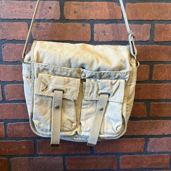 Arizona Y2K Tan Cargo Purse Messenger Bag 90s Rare Pockets Crossbody Satchel - Picture 6 of 16